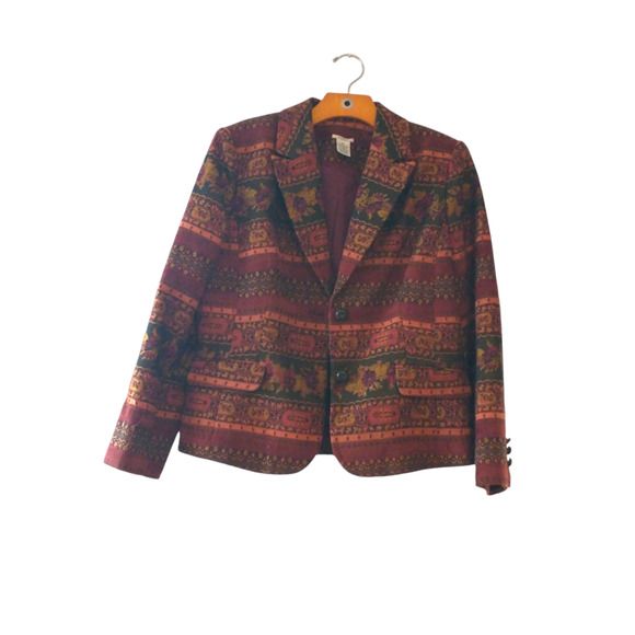 Women's Tapestry Blazer Size 10 (Fits like 8) Unique Artsy Statement Style Trend - Picture 7 of 8